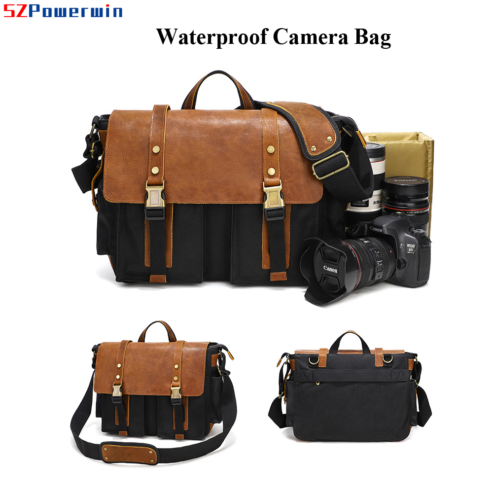 Lens Cap Vintage - Powerwin Horse Leather Waxed Canvas Waterproof