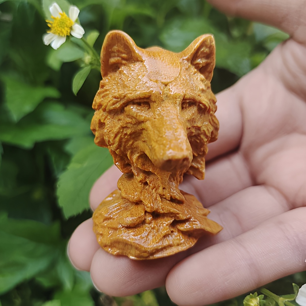 Vintage Collectible Ornaments - Vintage Wooden Wolf Head Sculpture Christmas