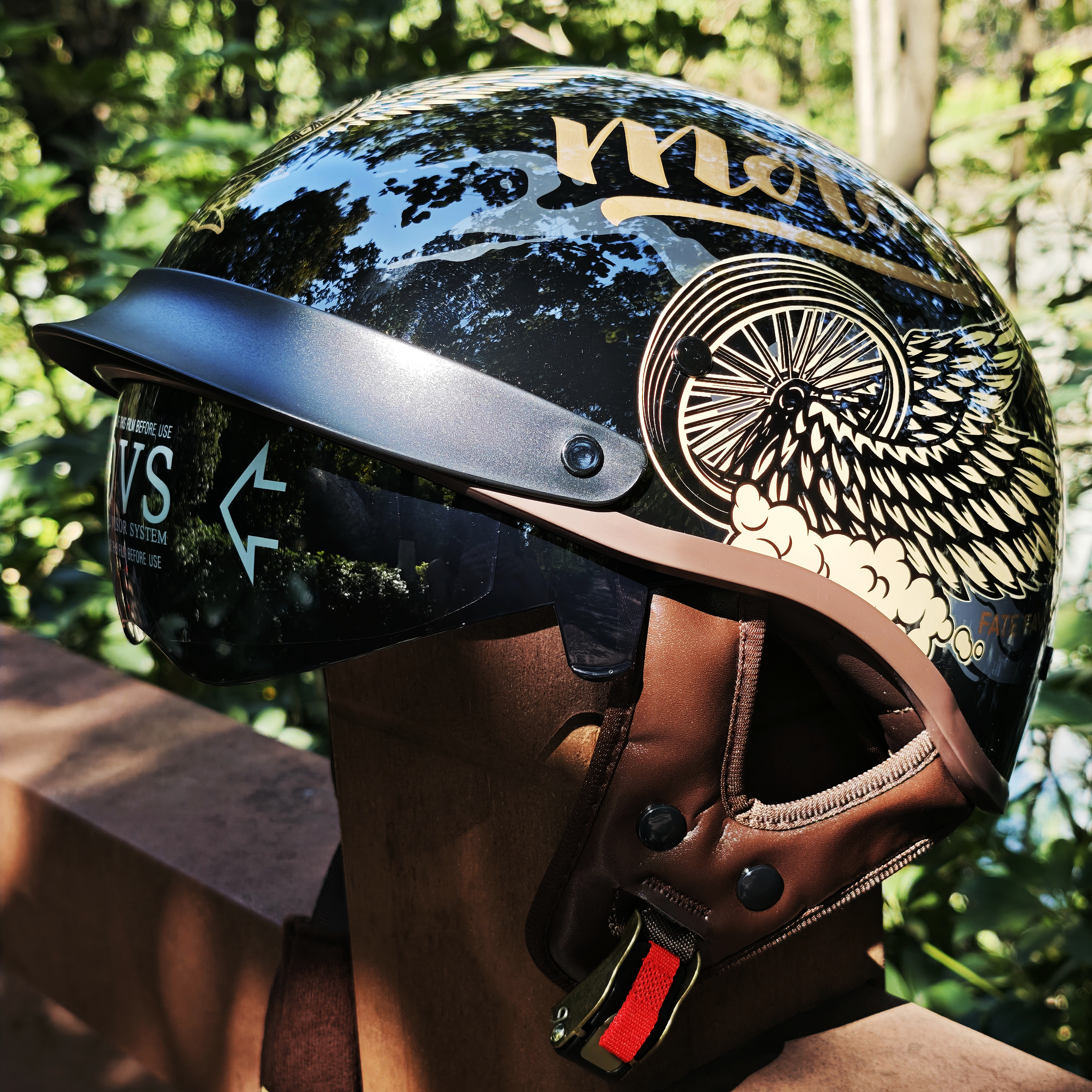 Lens Cap Vintage - Retro Motorcycle Helmets for Men Vintage