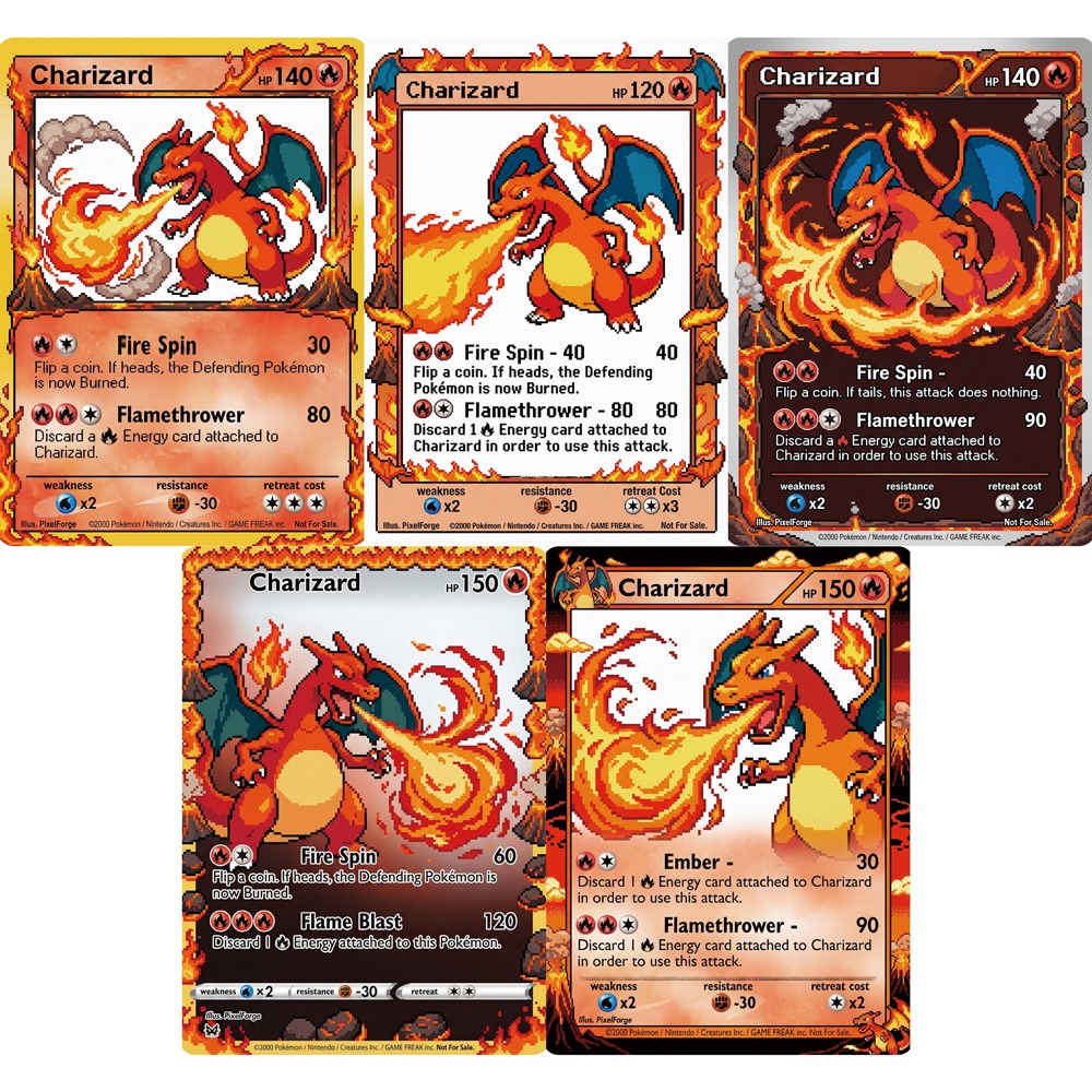 5Pcs Pokemon Cards Charizard G - đánh giá và giá Vintage Game Collection